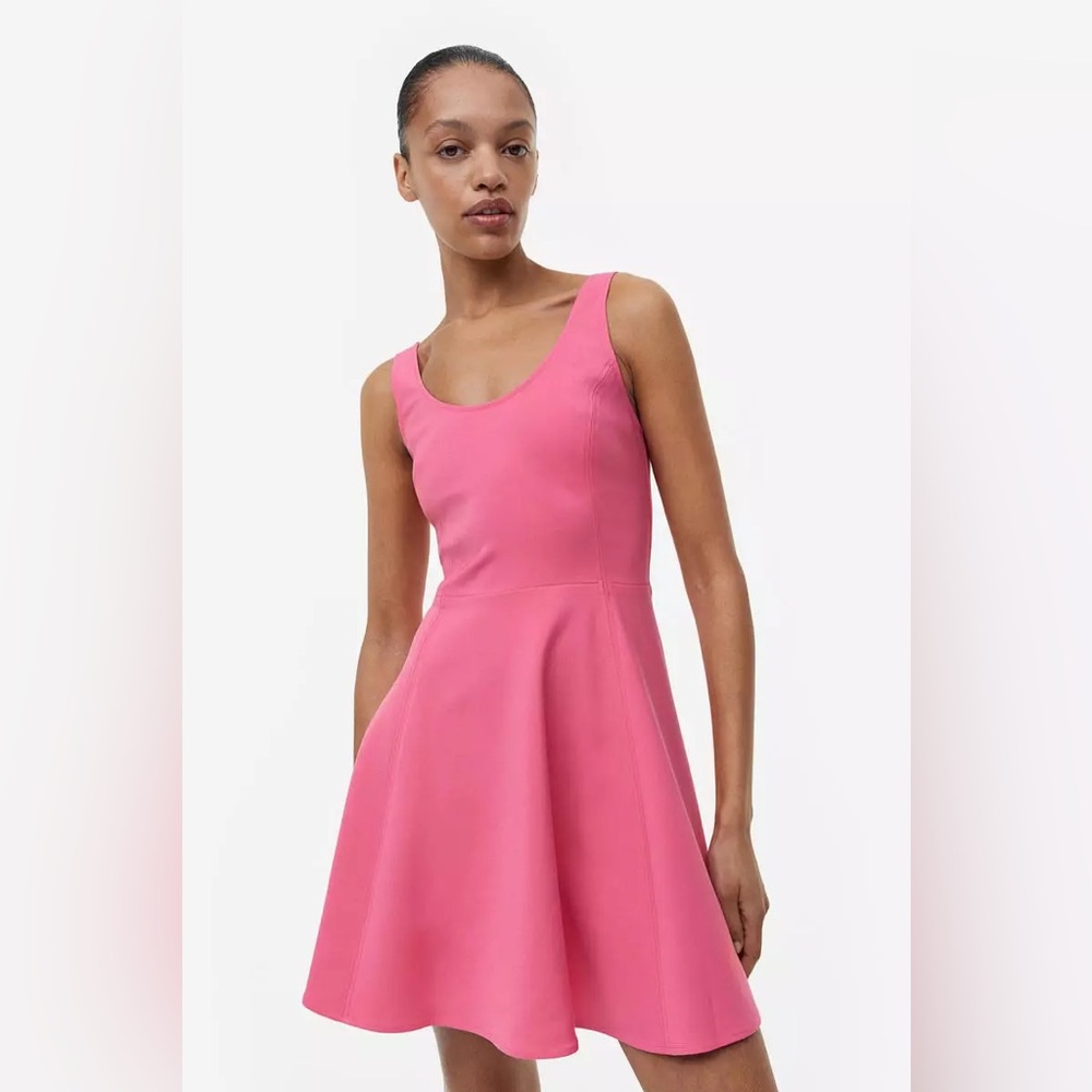 H&M *NWT* Sleeveless Pink Fit-and-Flare Dress Size XS - Picture 2 of 9